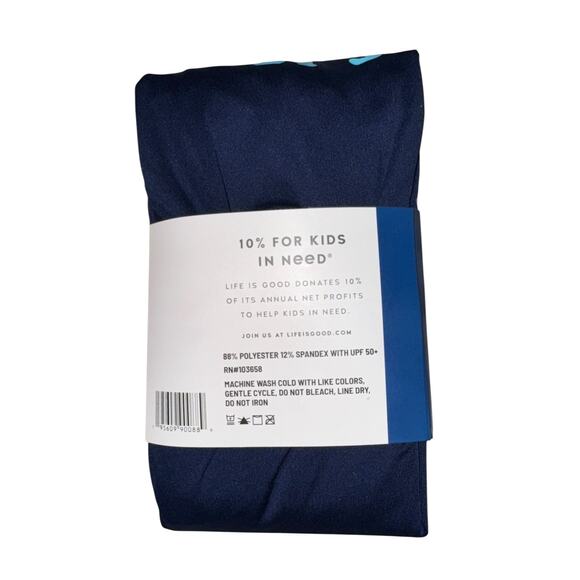 NWT Life is Good Kids Rash Guard Boys LG "Take It Easy" Blue UPF 50 Swim Shirt - Picture 2 of 3